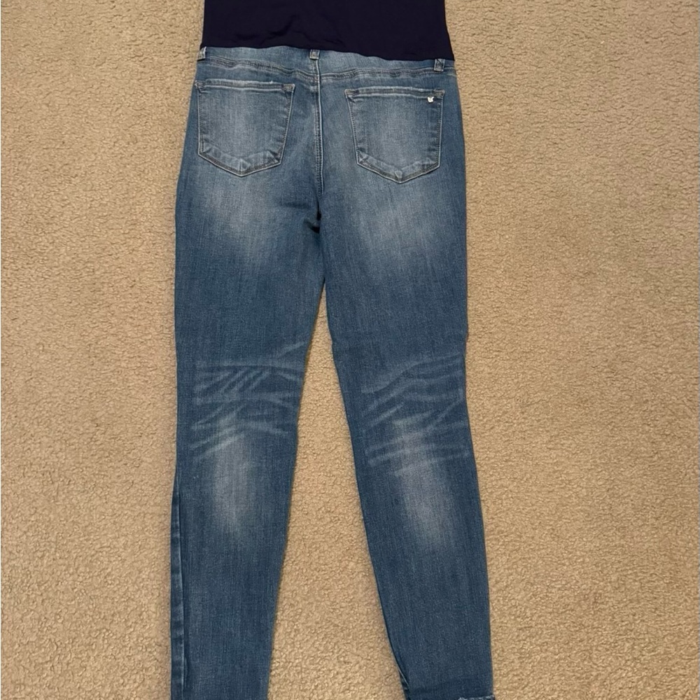 Pink blush maternity jeans distressed denim leggings great condition
